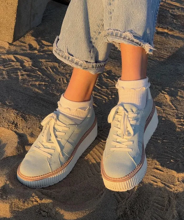 Dolce Vita Tiger Sneakers Light Blue Denim Women Sneakers