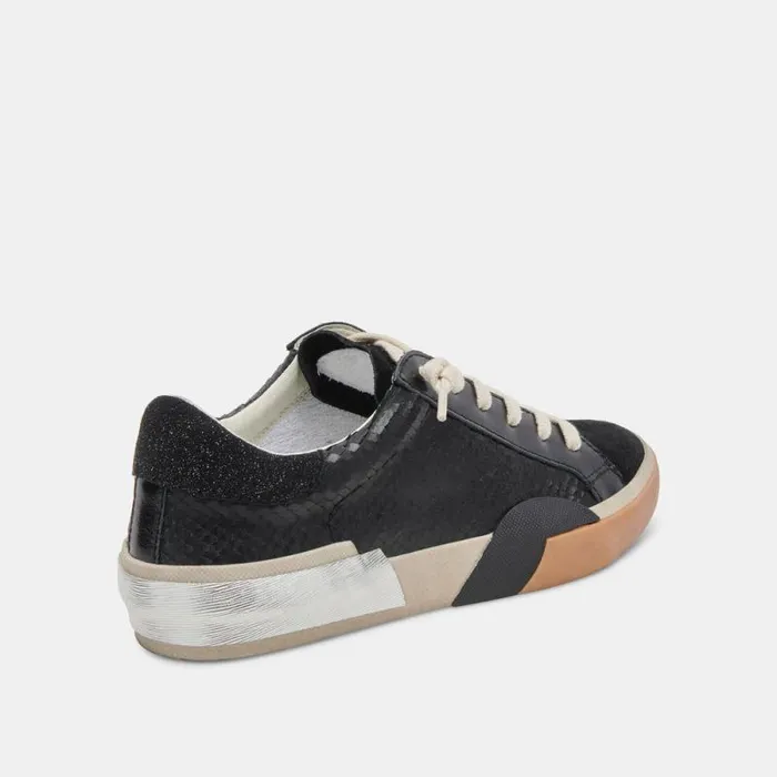 Dolce Vita Zina Wide Sneakers Onyx Embossed Leather Women Sneakers