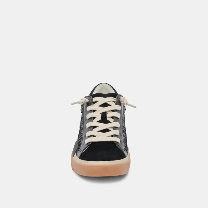 Dolce Vita Zina Wide Sneakers Onyx Embossed Leather Women Sneakers