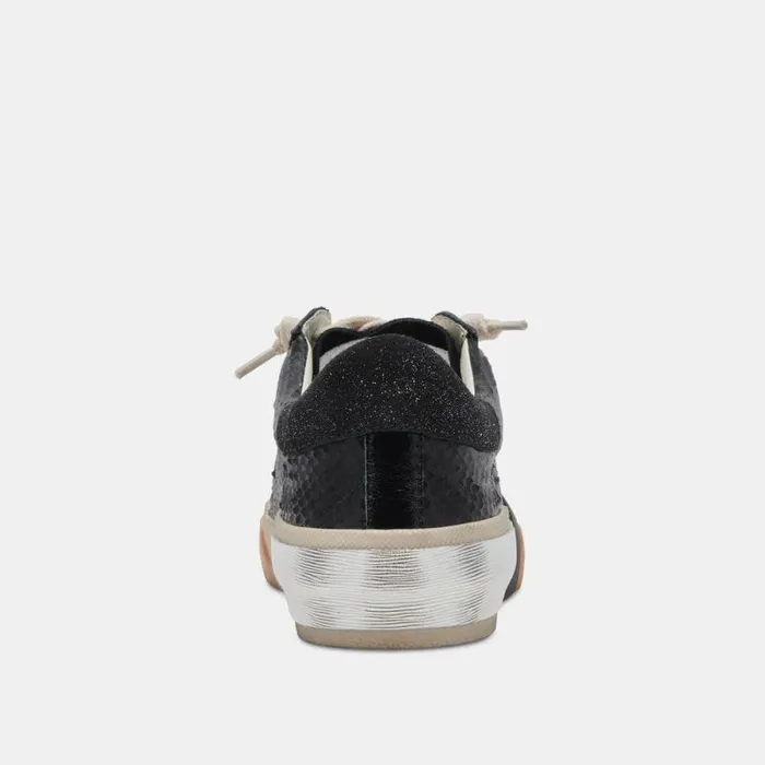 Dolce Vita Zina Wide Sneakers Onyx Embossed Leather Women Sneakers