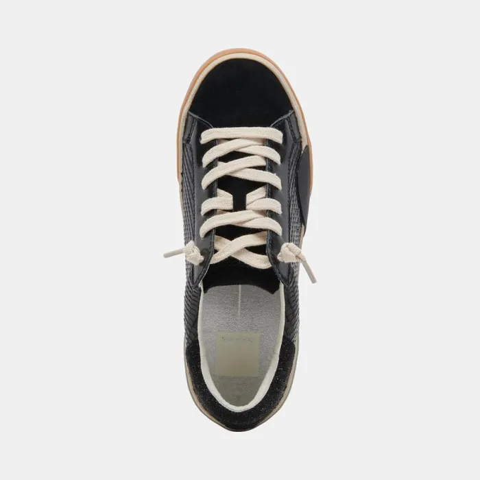 Dolce Vita Zina Wide Sneakers Onyx Embossed Leather Women Sneakers