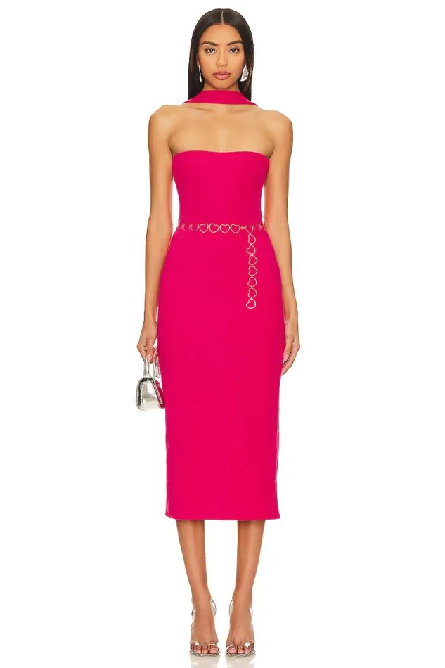 Dominique Midi Dress Dark Pink Women Lovers and Friends Dresses