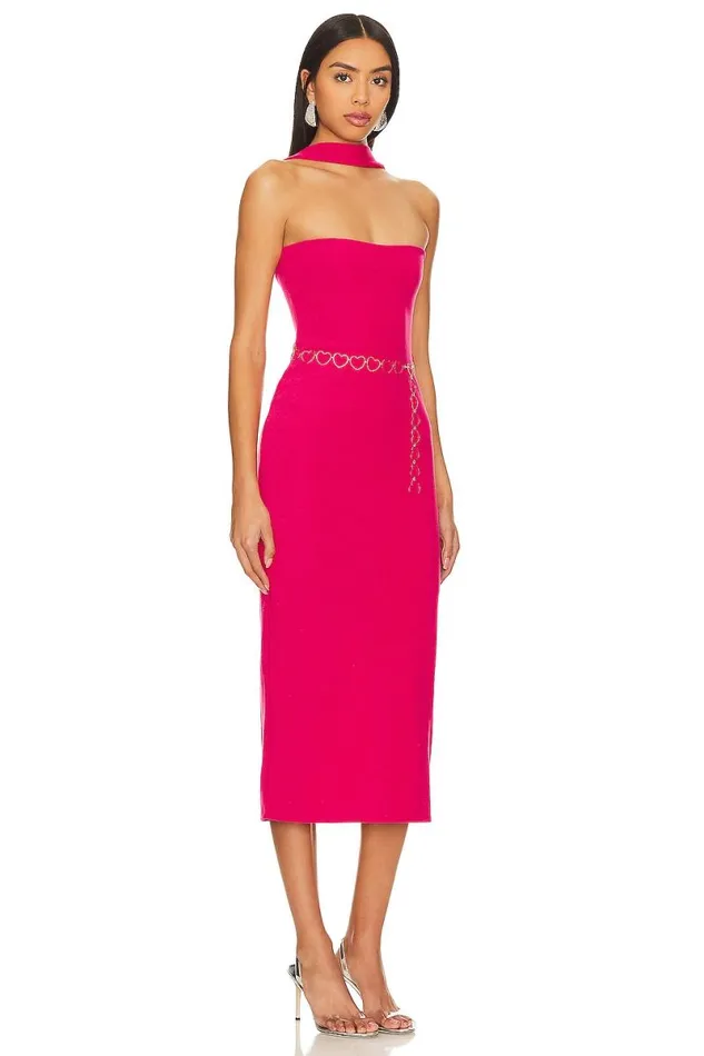 Dominique Midi Dress Dark Pink Women Lovers and Friends Dresses