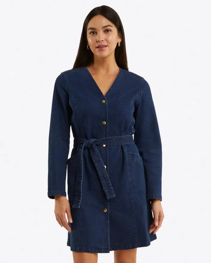 Draper James Dresses Women Colbie Snap Front Dress In Denim