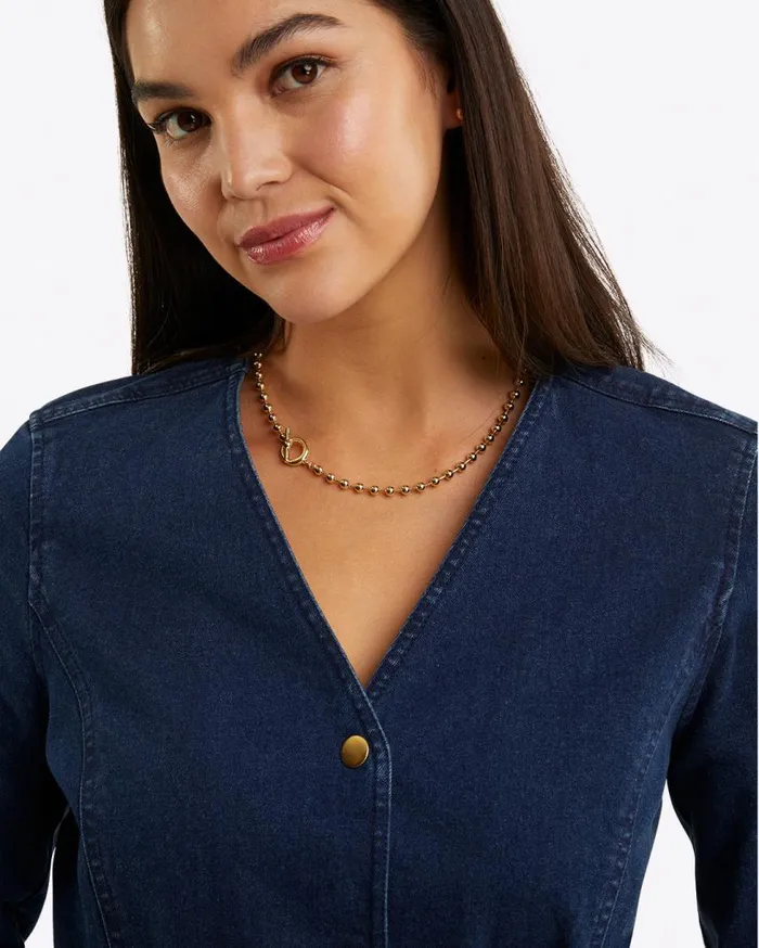 Draper James Dresses Women Colbie Snap Front Dress In Denim