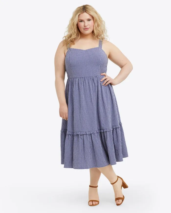 Draper James Extended Sizes Women Martie Tie Back Dress In Gingham Seersucker