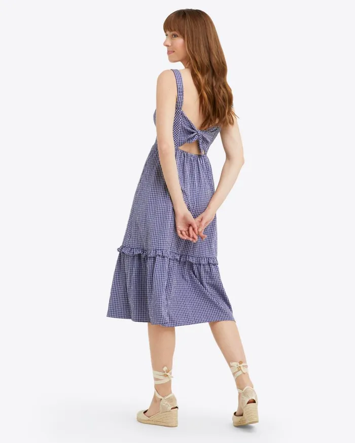 Draper James Extended Sizes Women Martie Tie Back Dress In Gingham Seersucker