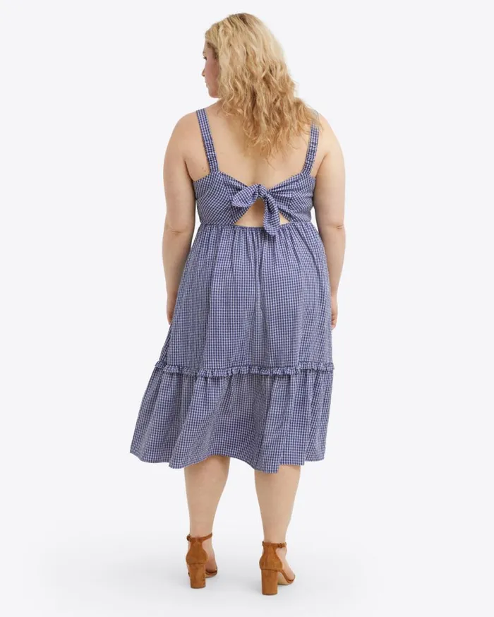 Draper James Extended Sizes Women Martie Tie Back Dress In Gingham Seersucker
