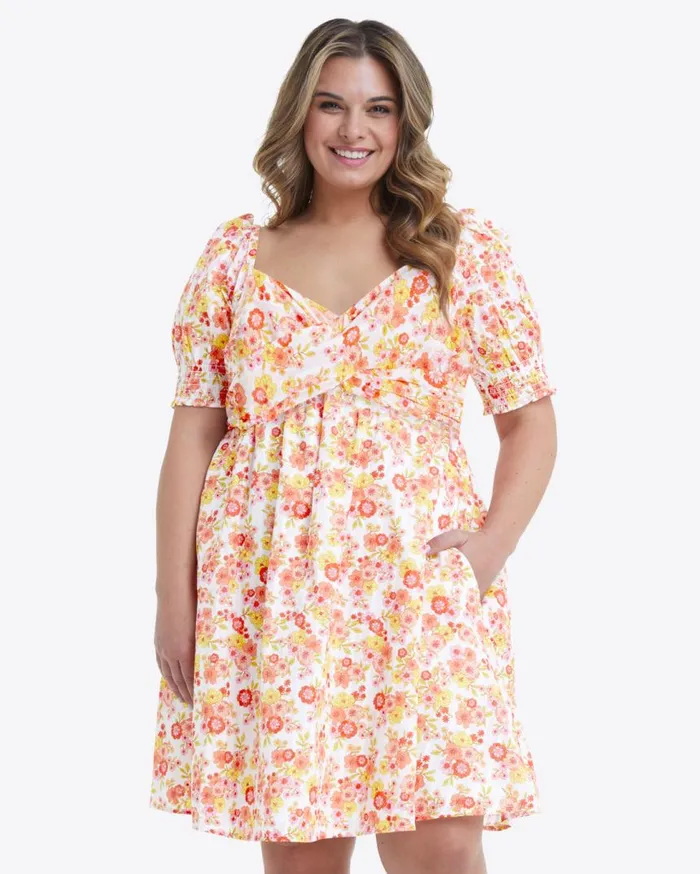 Draper James Extended Sizes Women Tye Mini Dress In Field Blossom