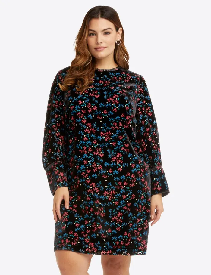 Draper James Extended Sizes Women Velvet Shift Dress In Holly