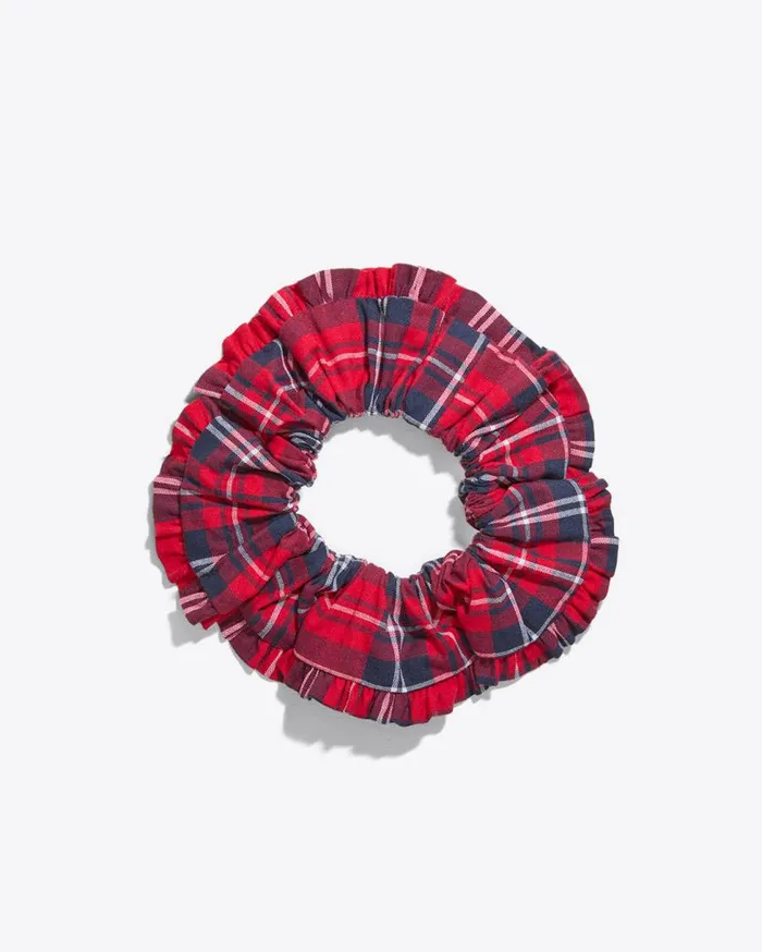 Draper James Hats and Hair Women Ruffle Scrunchie In Angie Plaid