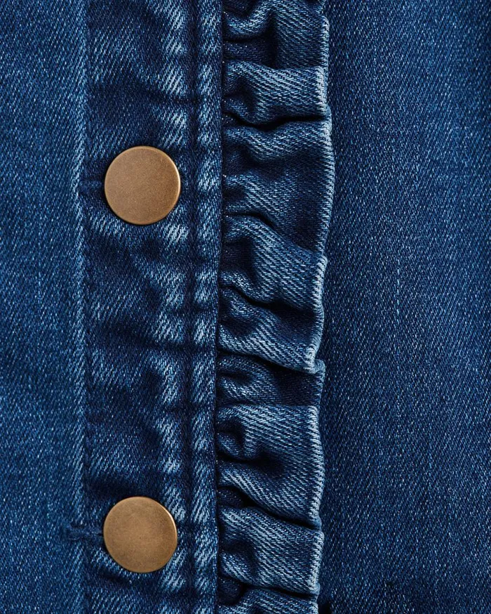 Draper James Jackets and Outerwear Women Ruffle Denim Jacket In Dark Wash