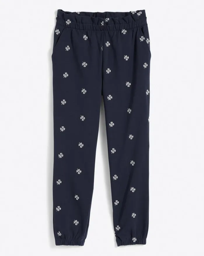 Draper James Lounge and Pajamas Women Bobbie Sweatpants In Navy Embroidered Viola