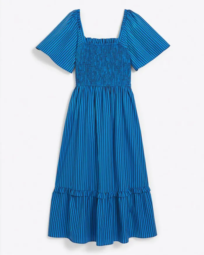 Draper James Midi and Maxi Women Deana Smocked Dress In Canopy Stripe