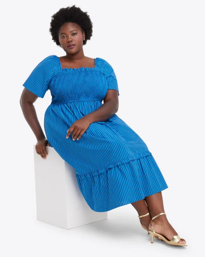 Draper James Midi and Maxi Women Deana Smocked Dress In Canopy Stripe
