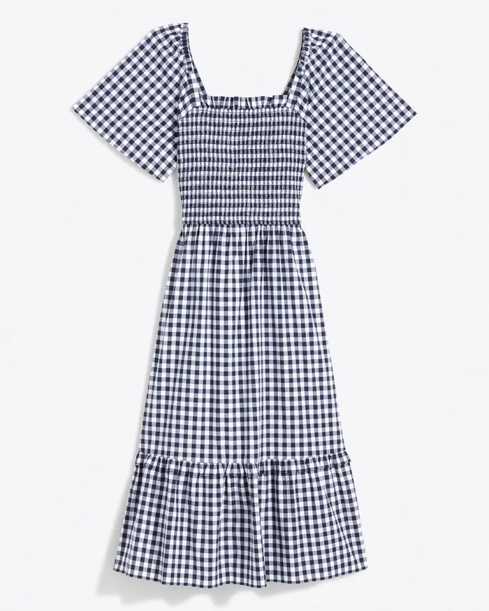 Draper James Midi and Maxi Women Deana Smocked Dress In Navy Gingham