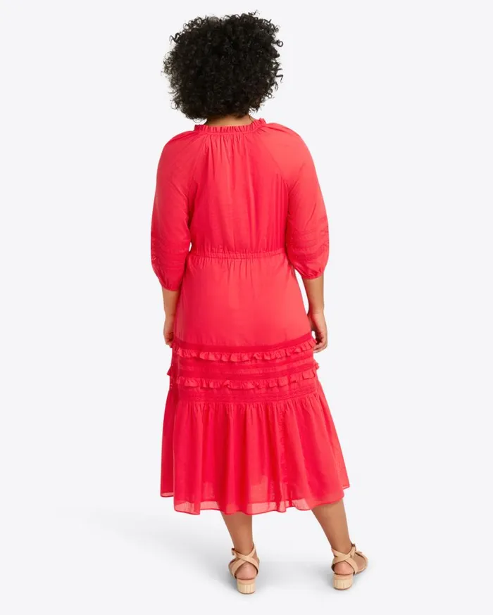 Draper James Midi and Maxi Women Martina Midi Dress In Embroidered Stripe