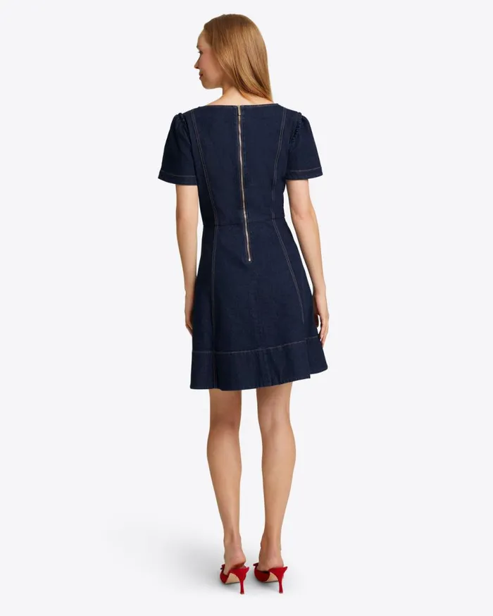Draper James Mini Women Faith Love Circle Mini Dress In Dark Wash
