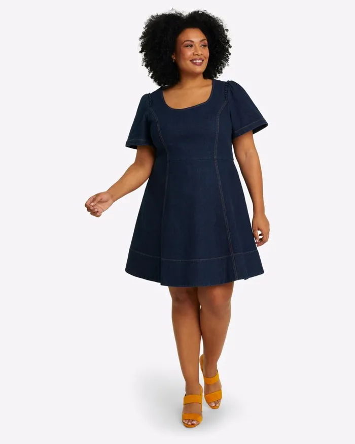 Draper James Mini Women Faith Love Circle Mini Dress In Dark Wash
