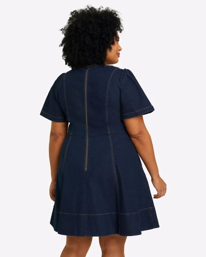 Draper James Mini Women Faith Love Circle Mini Dress In Dark Wash