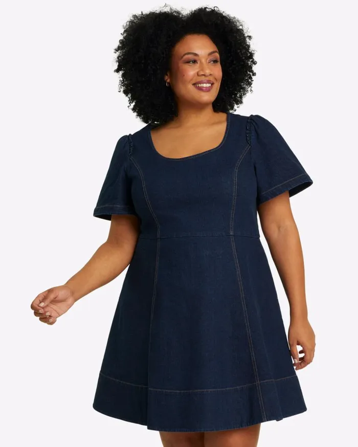Draper James Mini Women Faith Love Circle Mini Dress In Dark Wash