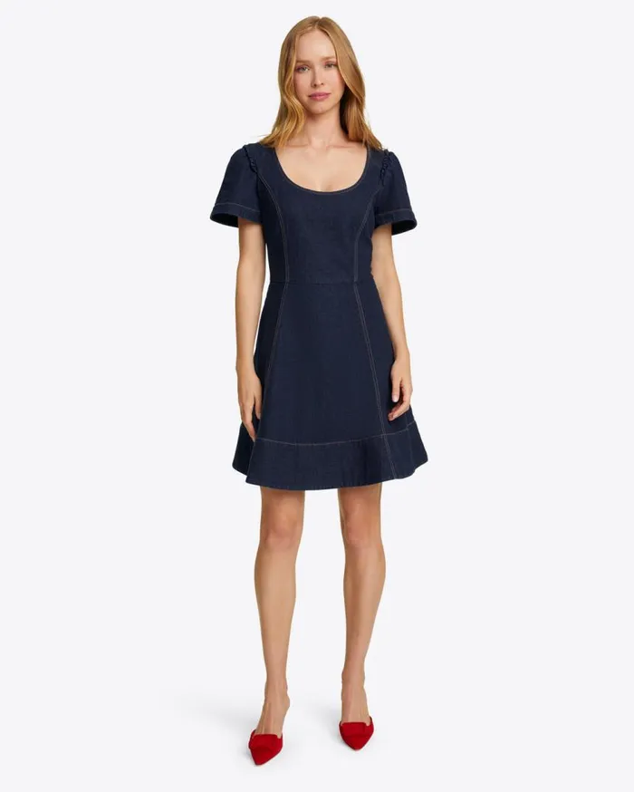 Draper James Mini Women Faith Love Circle Mini Dress In Dark Wash