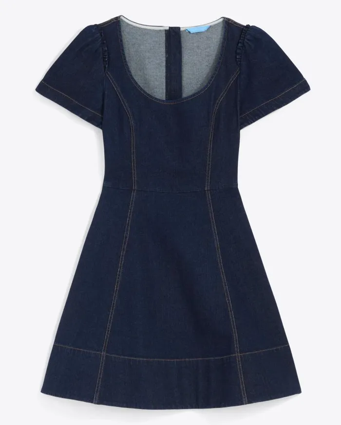 Draper James Mini Women Faith Love Circle Mini Dress In Dark Wash
