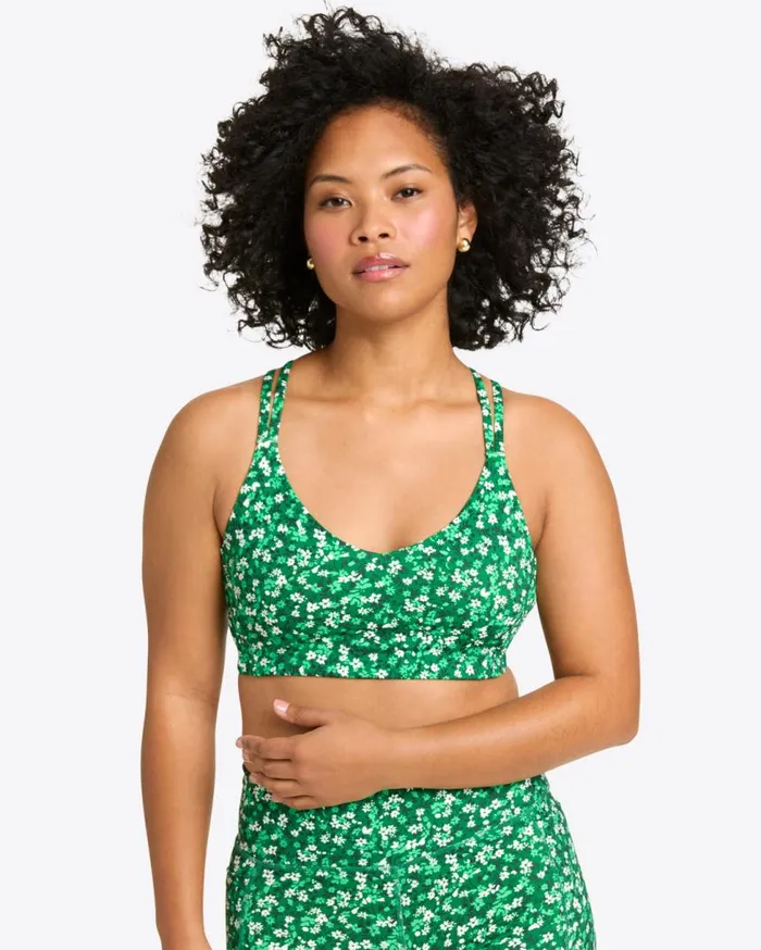Draper James Sport Women Crossback Sports Bra In Green Wildflower Ditsy