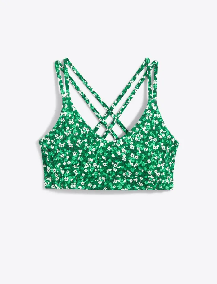 Draper James Sport Women Crossback Sports Bra In Green Wildflower Ditsy