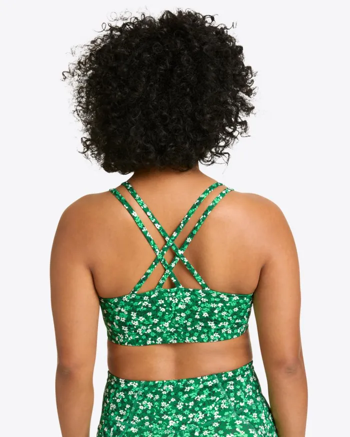 Draper James Sport Women Crossback Sports Bra In Green Wildflower Ditsy