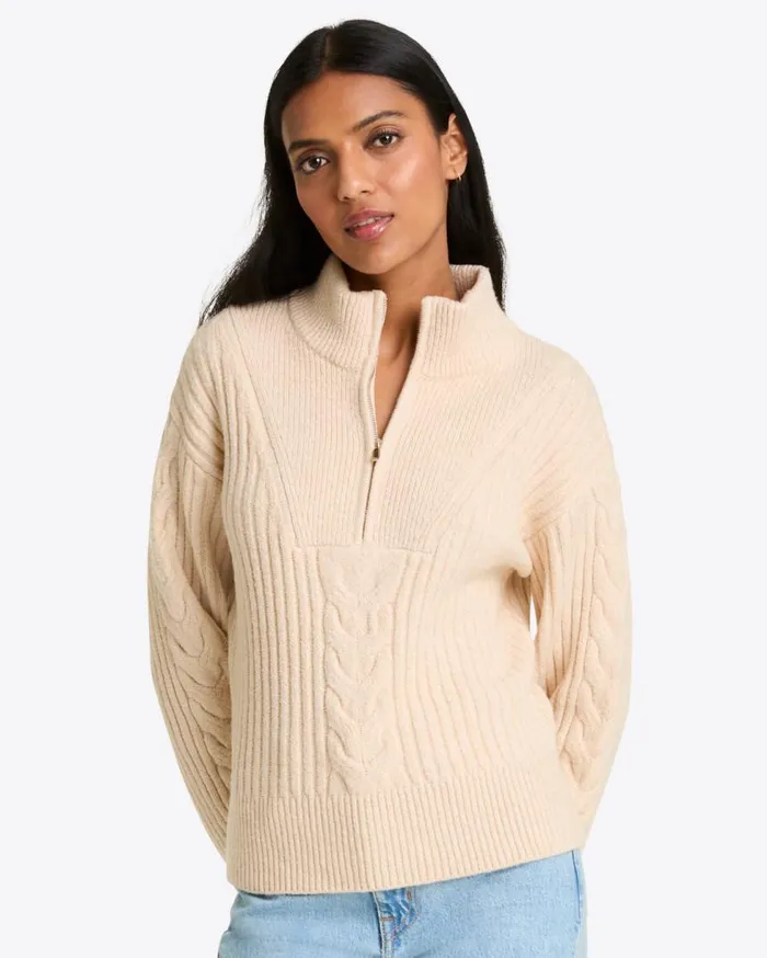 Draper James Sweaters Women Quarter Zip Cableknit Sweater