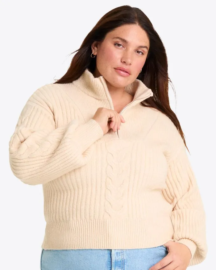 Draper James Sweaters Women Quarter Zip Cableknit Sweater