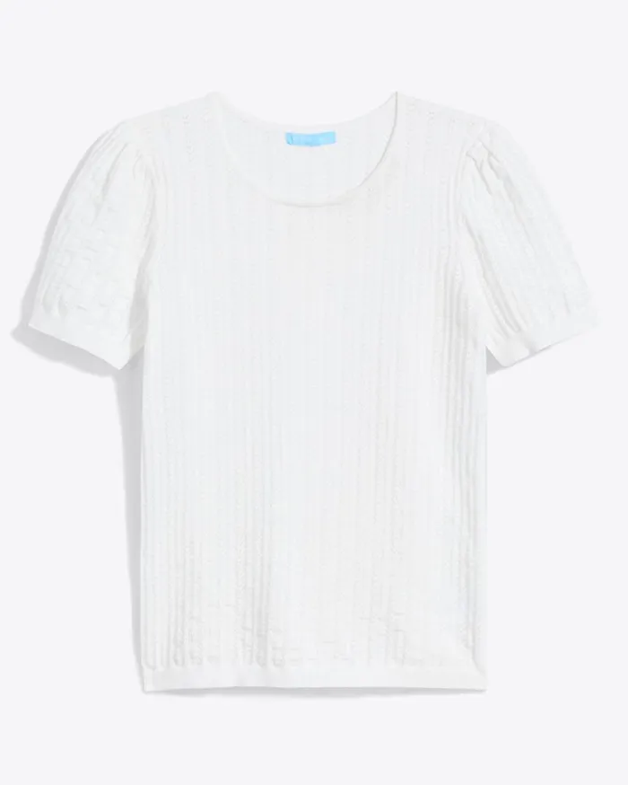 Draper James Sweaters Women Short Sleeve Sweater In White Pointelle