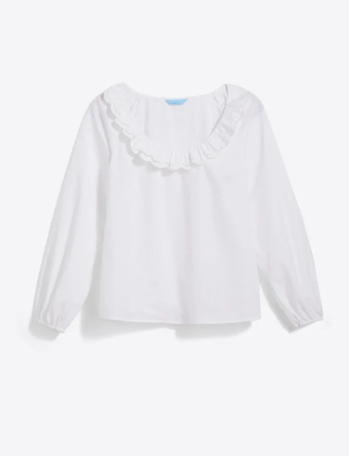 Draper James Tops Women Reyna LongSleeve Top In Textured Shirting Stripe