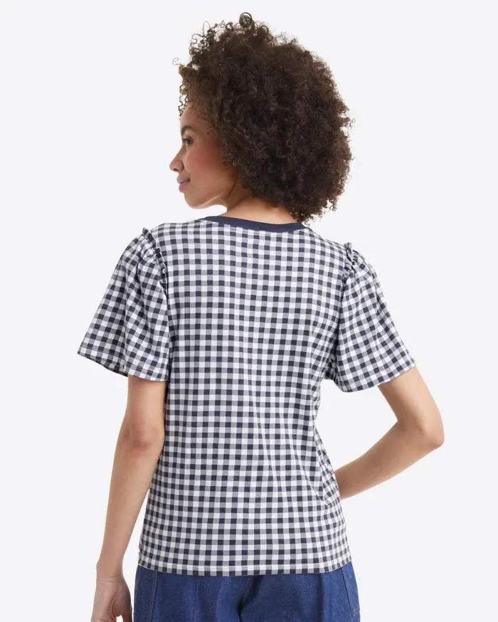 Draper James Tops Women Short Sleeve Easy Knit Top In Gingham