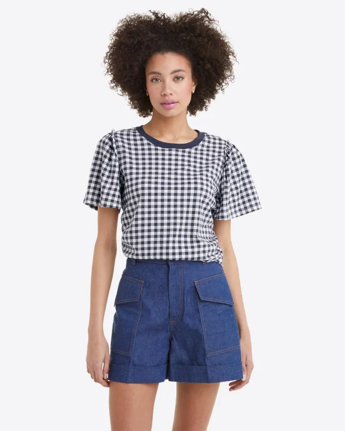 Draper James Tops Women Short Sleeve Easy Knit Top In Gingham