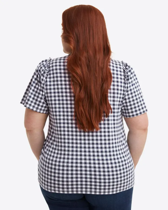 Draper James Tops Women Short Sleeve Easy Knit Top In Gingham