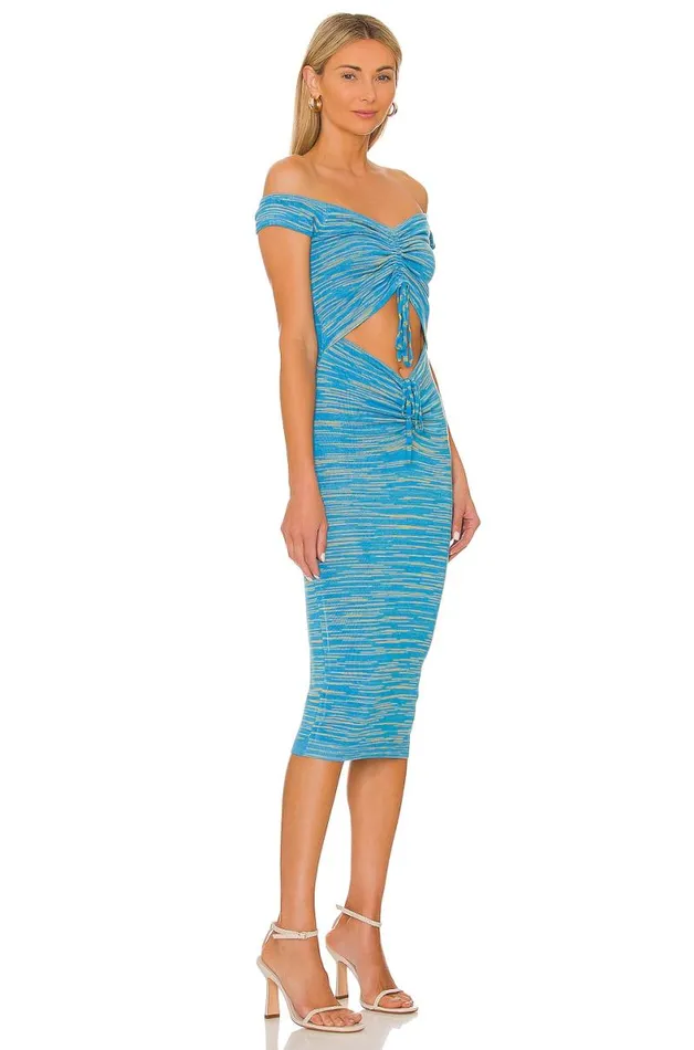Dresden Off Shoulder Midi Dress Bright Blue Spacedye Women Lovers and Friends Dresses