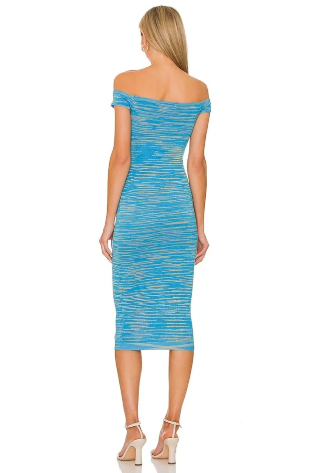Dresden Off Shoulder Midi Dress Bright Blue Spacedye Women Lovers and Friends Dresses