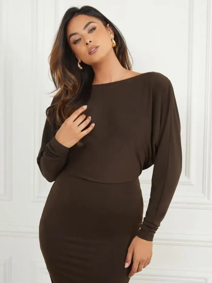 Dresses Women Marciano Cassie Dress Bitter Chocolate Dresses Women Marciano Cassie Dress Bitter Chocolate