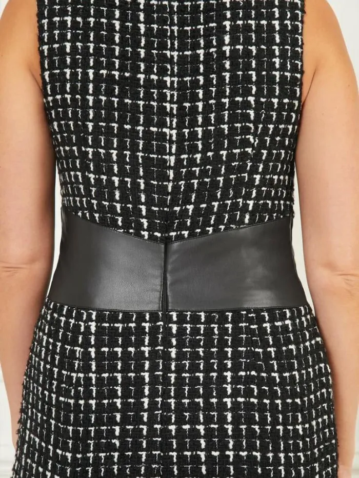 Dresses Women Marciano Secret Tweed Pencil Dress Black And White Combo Dresses Women Marciano Secret Tweed Pencil Dress Black And White Combo