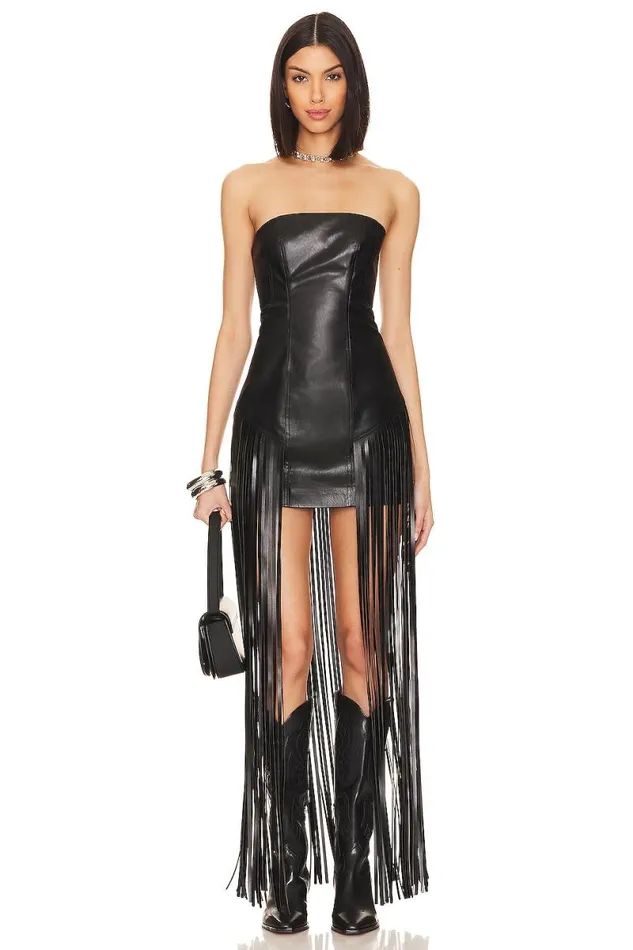 Dutton Faux Leather Dress Black Women Lovers and Friends Leather