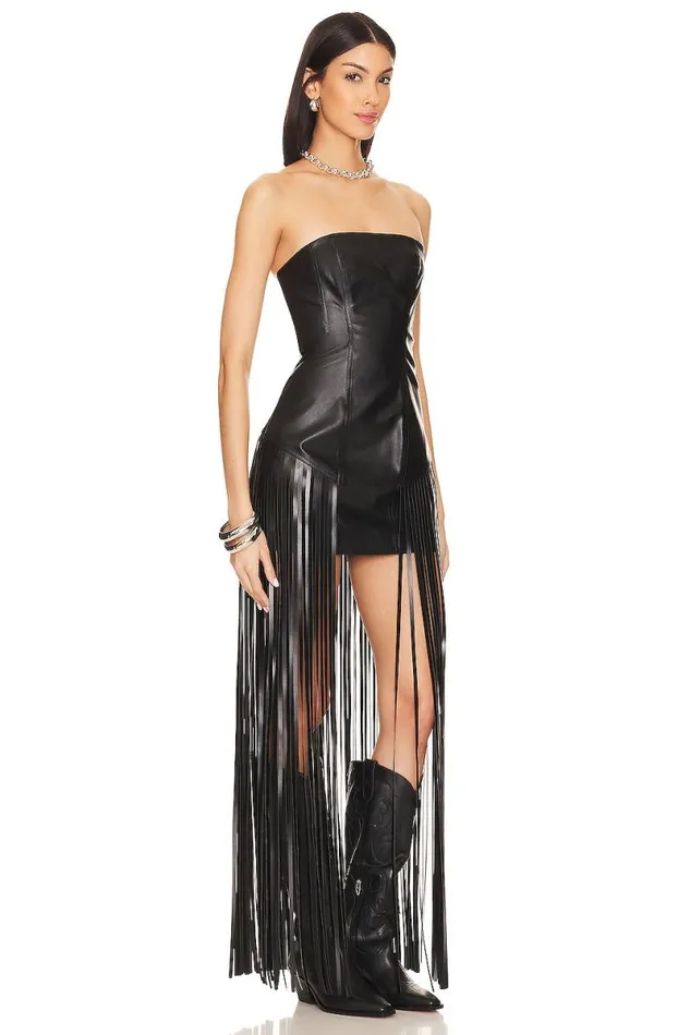 Dutton Faux Leather Dress Black Women Lovers and Friends Leather