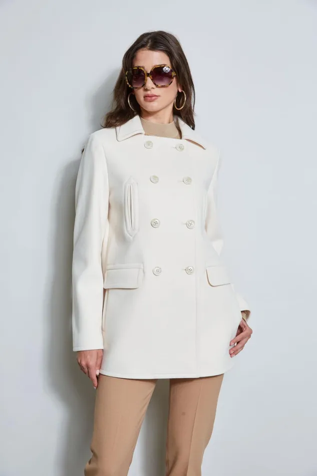 Elie Tahari Coats Faux Fur Collar Peacoat Latte 8211 Women
