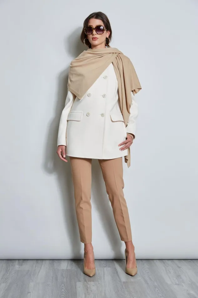 Elie Tahari Coats Faux Fur Collar Peacoat Latte 8211 Women