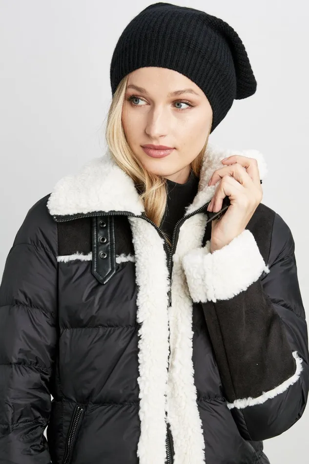 Elie Tahari Coats Tahari Faux Shearling Puffer Coat Black 8211 Women