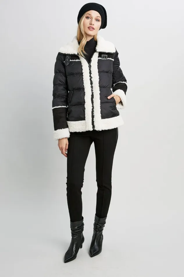 Elie Tahari Coats Tahari Faux Shearling Puffer Coat Black 8211 Women