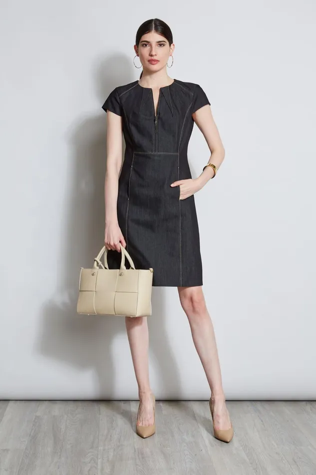 Elie Tahari Dresses and Jumpsuits Denim Fit and Flare Zip Dress Black 8211 Women Elie Tahari Dresses and Jumpsuits Denim Fit and Flare Zip Dress Black 8211 Women