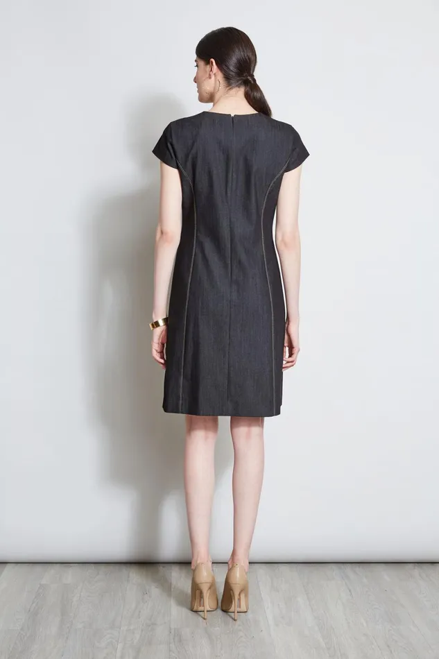 Elie Tahari Dresses and Jumpsuits Denim Fit and Flare Zip Dress Black 8211 Women