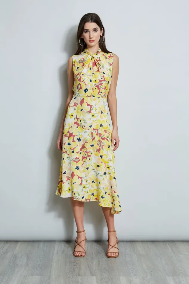 Elie Tahari Dresses and Jumpsuits Floral Silk Twist Neck Dress Watercolor Blooms 8211 Women Elie Tahari Dresses and Jumpsuits Floral Silk Twist Neck Dress Watercolor Blooms 8211 Women